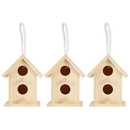 Meiyya Unfinished Birdhouse to Paint for Birdwatching with Perch, MoistureResistant Bird Nests, 3Pcs Birds Supplies Wooden Bird House for Swallows - WoodArtSupply