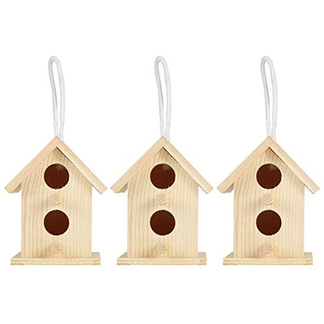 Meiyya Unfinished Birdhouse to Paint for Birdwatching with Perch, MoistureResistant Bird Nests, 3Pcs Birds Supplies Wooden Bird House for Swallows Meiyya
