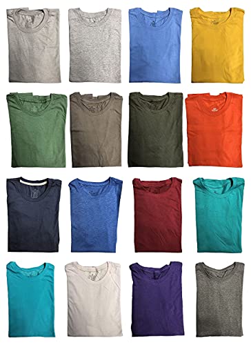 SOCKS'NBULK 12 Pack Mens Cotton Crew Neck Regular T-Shirts Bulk Short Sleeve Lightweight Tees Mix Colors, Size Large - WoodArtSupply