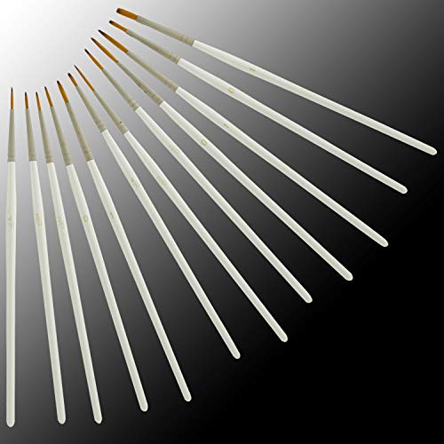 U.S. Art Supply Miniature Detail Paint Brush Set - 12 Miniature Brushes for Art Painting - Acrylic, Watercolor, Oil U.S. Art Supply
