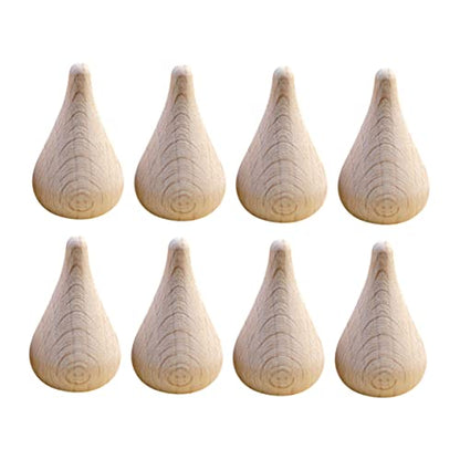 SEWACC 8pcs Wooden Water Drop Colorful Decor Miniature Dolls Natural Wood Decor Wooden Teardrop Shape Unfinished Wooden Peg Blank Wood for Crafts