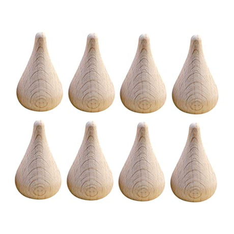 SEWACC 8pcs Wooden Water Drop Colorful Decor Miniature Dolls Natural Wood Decor Wooden Teardrop Shape Unfinished Wooden Peg Blank Wood for Crafts SEWACC