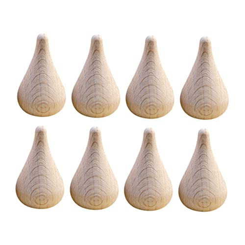 SEWACC 8pcs Wooden Water Drop Colorful Decor Miniature Dolls Natural Wood Decor Wooden Teardrop Shape Unfinished Wooden Peg Blank Wood for Crafts - WoodArtSupply