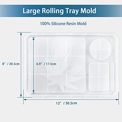 5 PCS Resin Molds Silicone Molds for Epoxy Resin with Large Rolling Tray Mold and Grinder Mold for Grind and Storage DIY Resin Casting