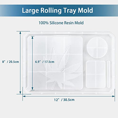 5 PCS Resin Molds Silicone Molds for Epoxy Resin with Large Rolling Tray Mold and Grinder Mold for Grind and Storage DIY Resin Casting FONUNO