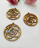 30pcs of Rose Natural Wood Earrings Blanks, DIY Flower Wood Jewelry, DIY Unfinished Laser Cut Wood Jewelry (2'') XIAOYUE
