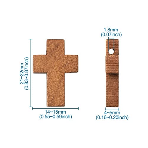 KISSITTY 100Pcs/box Wooden Cross Charms 4 Colors Natural Unfinished Wood Cross Crafts Beads Small Cross Charms Pendants Hole: 1.8mm for Necklace - WoodArtSupply