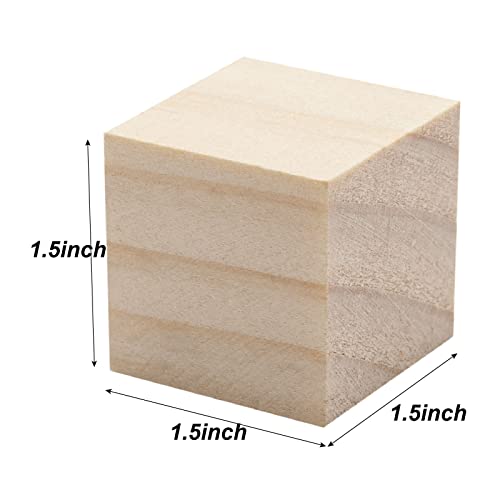 Unfinished Wooden Blocks for Crafts 1.5 inch 10PCS Natural Solid Wood Blocks for Crafting, Blank Wooden Square Blocks Large Wood Cubes for Baby Coowayze