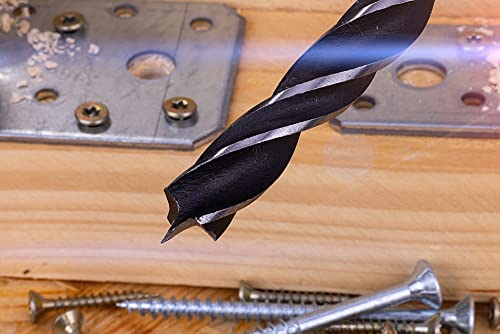 NordWolf 12-Piece Brad Point Wood Drill Bit Set for Carpenter Woodworking, Double Flutes Design with 1/4" Hex Shank, SAE Sizes 1/8" to 1/2" NordWolf