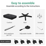 FURWOO Rectangle Rolling Stool with Wheels Height Adjustable Swivel Stool Chair for Spa Salon Massage Black FURWOO