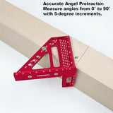 Premium Carpenter Square Hole Scribing Ruler Precision Woodworking Tool 22.5-90 Degree Measuring Ruler with Angle Pin Versatile Speed Square for ViewReal