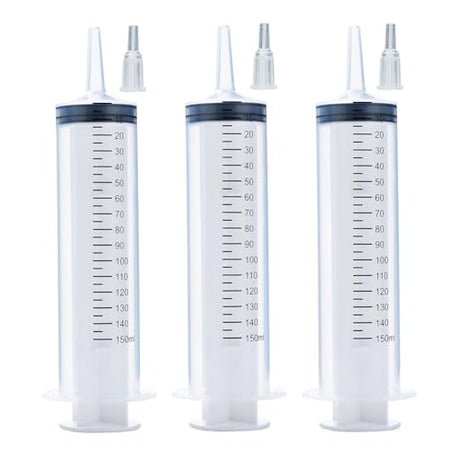 3 Pcs 150ml Large Syringes, Sterile and Individual Sealed, Easy to Use and Clean, Plastic Garden Syringe for Liquid, lip Gloss, Paint, Epoxy Resin, A AKRAF