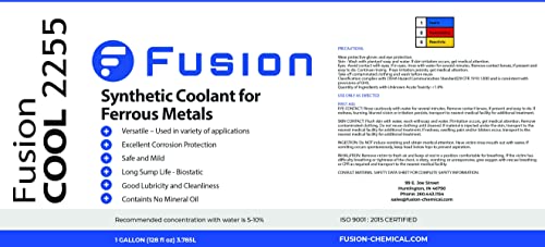 Mist Coolant for Metal Cutting Applications | Fusion Cool 2255 | Premium Synthetic Metalworking Fluid (1 Gallon) Fusion Chemical