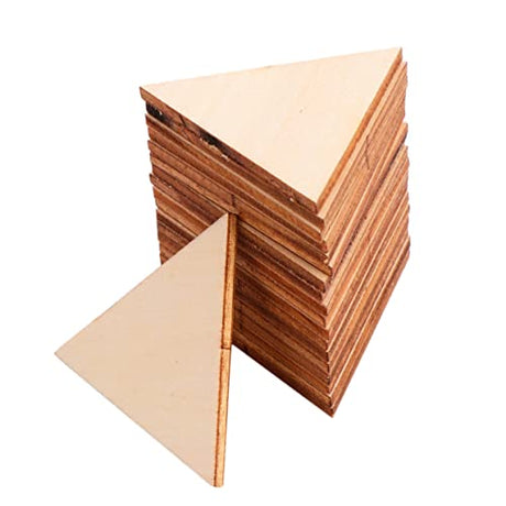 VILLFUL 60pcs Triangular Wood Chips Wooden Shapes for Crafts Unfinished Wooden Triangular Slices Triangles Wood Shapes Wooden Gift Tag Unfinished VILLFUL