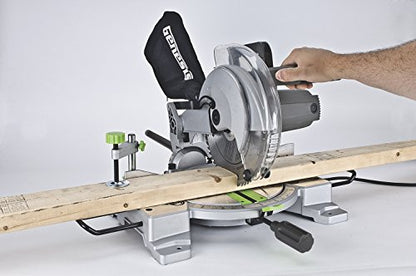 Genesis GMS1015LC 15-Amp 10-Inch Compound Miter Saw with Laser Guide and 9 Positive Miter Stops , Gray