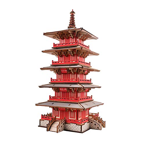 3D Wooden Puzzle,Hanshan Temple Buildings Model,World Famous Architecture Blocks Toy,Age 14+ Assembly Home Decors Adult Craft Kits, DIY Brain Teaser SigridZ
