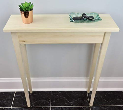 24" Unfinished Pine Narrow Tapered Leg Console Sofa Table - WoodArtSupply