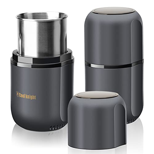 COOL KNIGHT Herb Grinder [large capacity/fast/Electric ]-Spice Herb Coffee Grinder with Pollen Catcher/- 7.5" (Grey) COOL KNIGHT