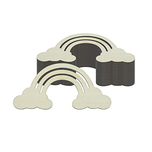 Creaides Rainbow Wood DIY Crafts Cutout Rainbow Shaped Wooden Ornaments Unfinished Wood Slices Embellishments for Wedding Birthday Christmas Party Creaides