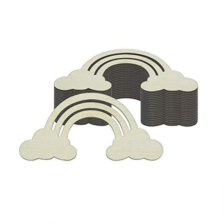 Creaides Rainbow Wood DIY Crafts Cutout Rainbow Shaped Wooden Ornaments Unfinished Wood Slices Embellishments for Wedding Birthday Christmas Party Creaides