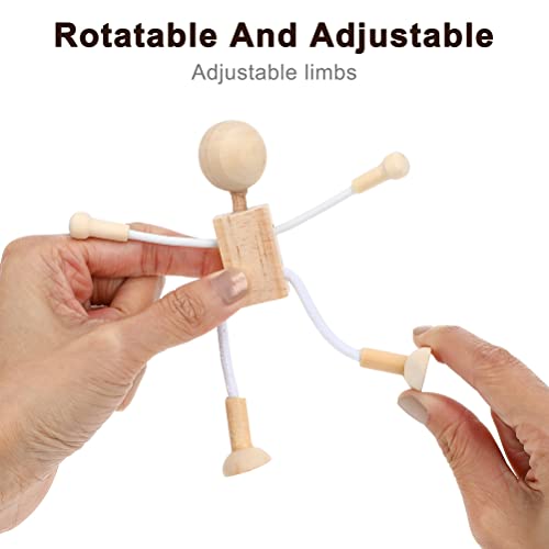 10Pcs Wooden Peg Dolls, Unfinished Wooden Figures People Doll Robot Unfinished Bodies Figures, Adjustable Peg Dolls for DIY Painting Arts Crafts Peg - WoodArtSupply