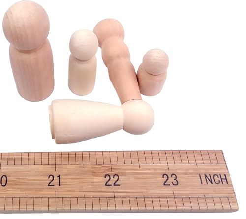 Magikon Pack of 5 Unfinished Peg Dolls, Unpainted Puppet Bodies, Wooden Peg People Marionette Bodies MAGIKON