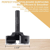 BINSTAK CNC Spoilboard Surfacing Router Bit 1/4" Shank, Slab Flattening Router Bit with 1-3/8" Cutting Diameter, 2+2 Flutes Insert Carbide Wood BINSTAK