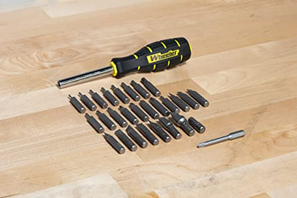 Wheeler Space Saver Screwdriver Set with Magnetic Screwdriver Handle, Bit Assortment and Storage Case for Maintenance Green 9.8 x 1.8 x 8.2" - WoodArtSupply