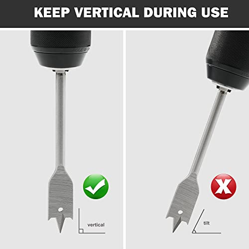 BeHappy 13 Piece Spade Drill Bit Set, Wood Drill Bit Set, Paddle Flat Bit Sets for Woodworking, Carbon Steel Paddle Flat Bit with Quick Change Shank, - WoodArtSupply