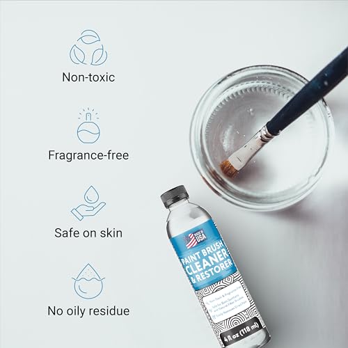 [2 Pack] Paint Brush Cleaner & Restoring Liquid - Water-Based Oil Paint Brush Cleaner Solvent - USA Made Brush Cleaner Acrylic Paint Remover - IMPRESA