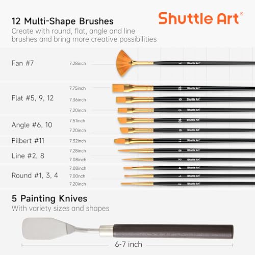 65 Pack Acrylic Paint Set, Shuttle Art Acrylic Painting Set with Wooden Easel, 30 Colors Acrylic Paint, Painting Canvas, Paint Brushes, Palettes, Art Shuttle Art