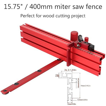 Precision Miter Gauge System Aluminum Alloy Table Saw Miter Gauge with Miter Fence and a Repetitive Cut Flip Stop for Table Saw (Miter Gauge & Fence