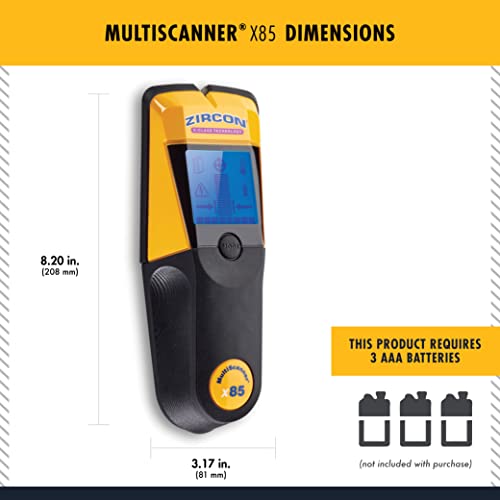 Zircon x85 Center Finding Stud Finder with AC Live Wire Detection and Thermal Wall Scanner for Detecting Water-Filled PEX Tubing up to 2 inches Deep - WoodArtSupply