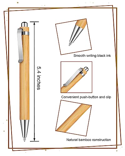 lyforx Bamboo Pens Bulk Wooden Bamboo Pens Engraving Wooden Ballpoint Pen Customizable Gift Pen Bulk 50pcs - WoodArtSupply