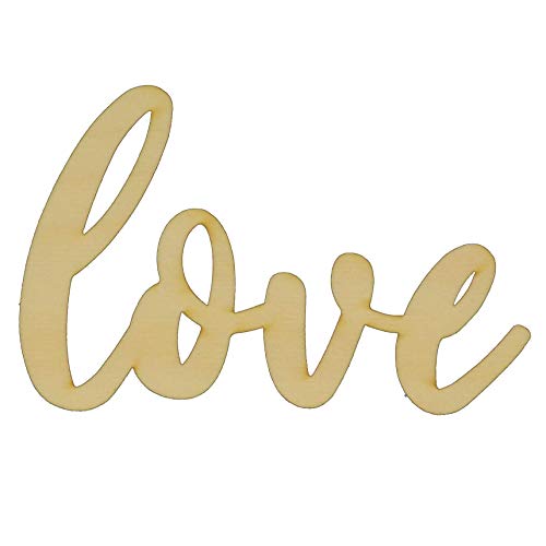 Unfinished Cursive Word Love Wood Cutout Available in a Variety of Sizes and Thicknesses (1/4" Thickness, Medium 8" x 5.25" (Sold Individually)) - WoodArtSupply