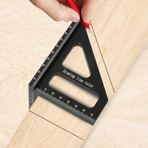 KETIPED Metric 3D Multi-Angle Measuring Ruler,45/90 Degree Aluminum Alloy Woodworking Square Protractor, Miter Triangle Ruler High Precision Layout - WoodArtSupply