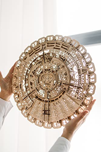 Wood Trick Mayan Wall Calendar 3D Wooden Puzzles for Adults and Kids to Build - 16" - Wooden Model Kit - Aztec Calendar Wood Trick