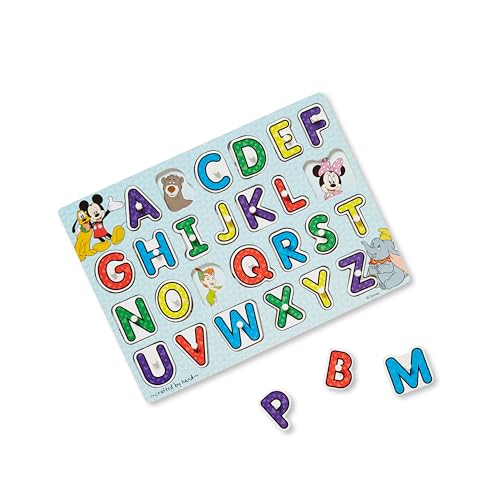 Melissa & Doug Disney Wooden Peg Puzzles Set: Letters, Numbers, and Shapes and Colors - Letters And Number Puzzles, Disney Puzzles, Wooden Puzzles Melissa & Doug