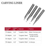 SILIVN Engraving CNC Wood Carving Router Bit 1/4 Shank 15°/20°/60°/90° Engraving Bits, 2 Flutes Straight CNC V-bit Tungsten Steel Marking Conical SILIVN