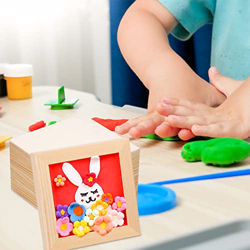 BILLIOTEAM 6 Pack Unfinished Square Wood Panels,6" x 6"/15cm x 15cm,Blank Wooden Canvas Cradled Painting Panel Boards for BILLIOTEAM