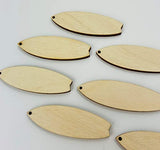 ALL SIZES BULK (12pc to 48pc) Unfinished Wood Laser Cutout Solid Surf Board Surfboard Dangle Earring Jewelry Blanks Shape Crafts Made in Texas Texan Wood Crafts