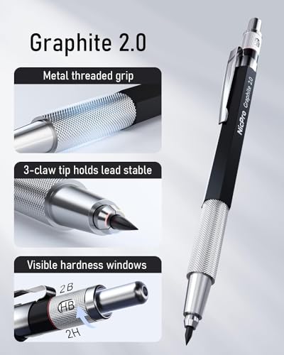 Nicpro Carpenter Pencil with Sharpener, Mechanical Carpenter Pencil Se