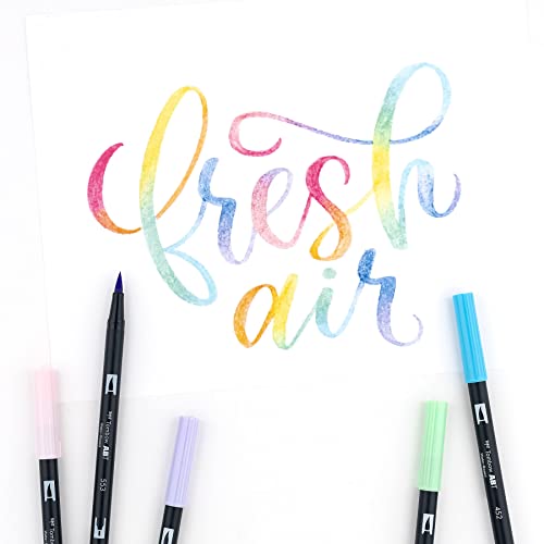 Tombow 56187 Dual Brush Pen Art Markers, Pastel, 10-Pack. Blendable, Brush and Fine Tip Markers Tombow