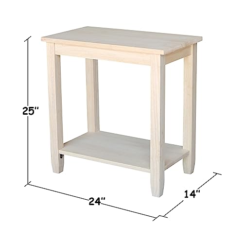 IC International Concepts Solano Accent Table, 24 in W x 14 in D x 25 in H, Unfinished IC International Concepts