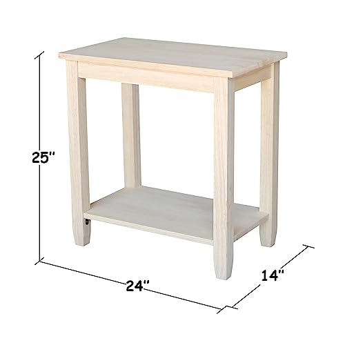 IC International Concepts Solano Accent Table, 24 in W x 14 in D x 25 in H, Unfinished