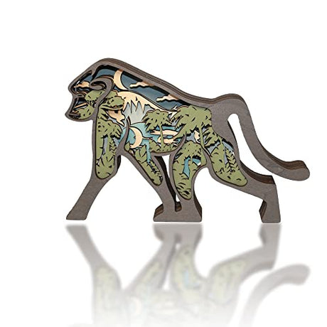 3D Wooden Monkey Lamp - Eco-Friendly Forest Decor with LED Light CmayAlgc