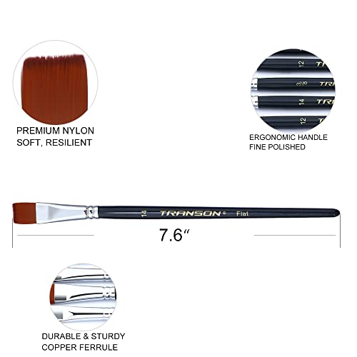 Transon 12pcs Professional Paint Brush Set for Acrylic Watercolor Gouache Ink Rock Craft Face Painting TRANSON