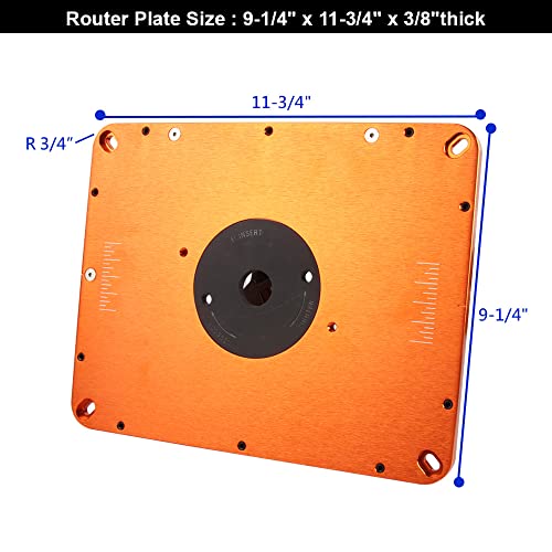 O'SKOOL Motorized Router Lift Systems for 3-1/2" Diameter Motors, 9-1/4'' x 11-3/4'' Plate 5-Piece Insert Ring Kit - WoodArtSupply