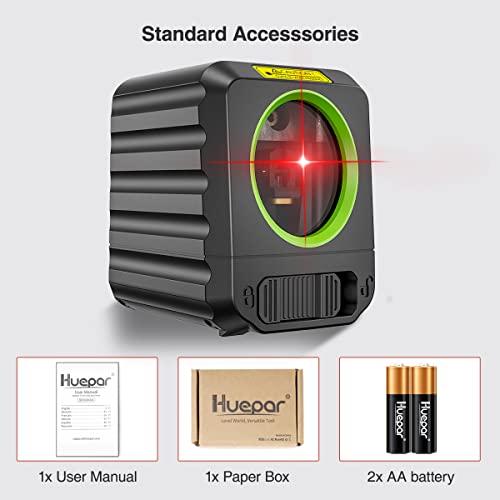 Huepar Laser Level, Self-Leveling Laser Level with Red Beam Cross Line Laser-Vertical and Horizontal Line, 66ft Alignment Laser Tool for Picture - WoodArtSupply