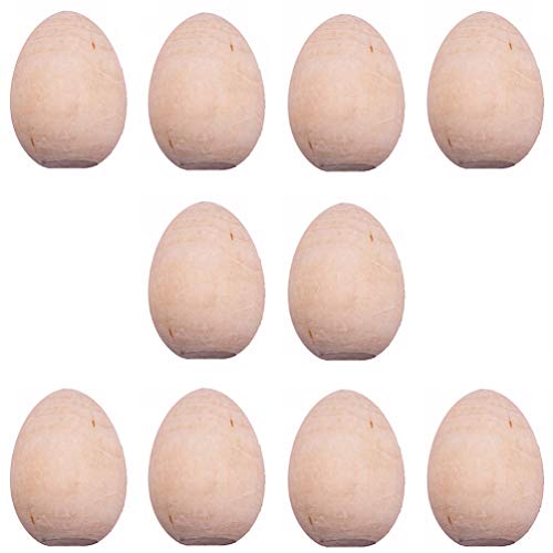 Totority Unfinished Easter Eggs Educational Blank Easter Egg, Unfinished Wood Egg Ornament 10Pack Fake Easter DIY Wooden Egg Adornments Drawing Egg - WoodArtSupply